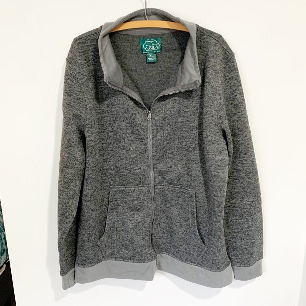 🌷 sale* Arthur Beale Full Zip Sweater Size XL Elbow Patches Charcoal Gray Fleece